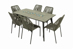 Bộ bàn ăn ngoài trời đá kính Hako (6 ghế)
